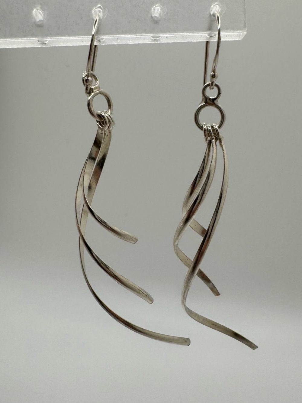 .925 Silver Twisted Ribbon Drop Earrings